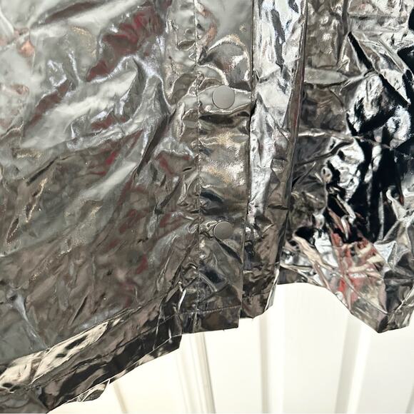 Jane Post Black Patent Shiny Boxy Rain Coat Poncho Jacket Snap Button Back 1X - Picture 11 of 14